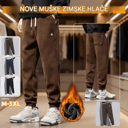 🔥【M-5XL】👖Nove muške zimske hlače - zadebljani kord s flis podstavom; tople i ležerne muške hlače.
