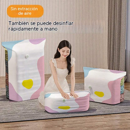 🧳【Juego de 5 piezas】💨Bolsa de almacenamiento al vacío grande y comprimible: no requiere bomba, es a prueba de fugas e ideal para ahorrar espacio en maletas y en casa ✈️