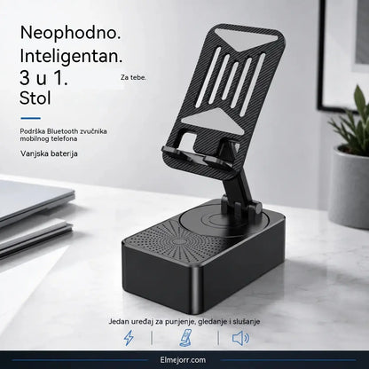 🔥 3 en 1: Altavoz Bluetooth + cargador + soporte para teléfono de 360° 📱🔊⚡
