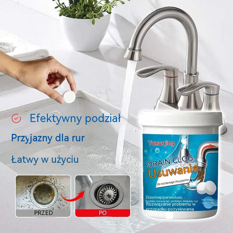 🔥【Kup 1, a 1 dostaniesz gratis】 ❤️ Skuteczne musujące tabletki czyszczące, które szybko rozpuszczają zatory spowodowane przetłuszczającymi się włosami i udrażniają zatkane odpływy; dodatkowo dezodorują i działają antybakteryjnie.