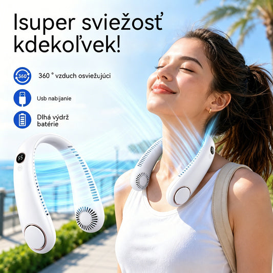 💨 Krčný ventilátor klimatizácie – Extrémne tichý, prenosný a otočný o 360° – Ideálny na leto 🌞
