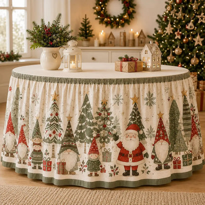 【210cm*75cm】 Mantel con estampado de Santa Claus y renos para fiestas navideñas