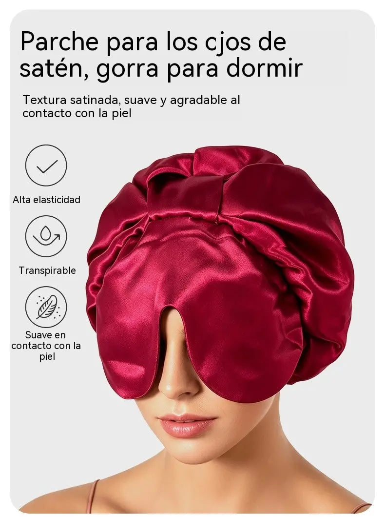 💤 ¡50% de descuento! Duerme más cómodamente mientras cuidas tu cabello: gorro de dormir de satén 2 en 1 (con antifaz incorporado).
