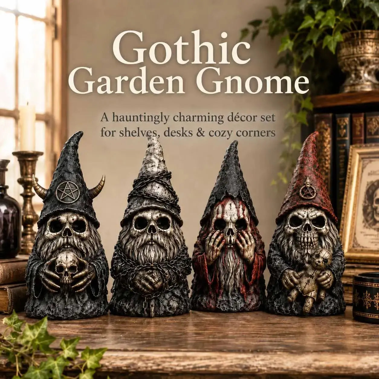 🎁Último día con 50% de descuento: Gnomo de jardín gótico