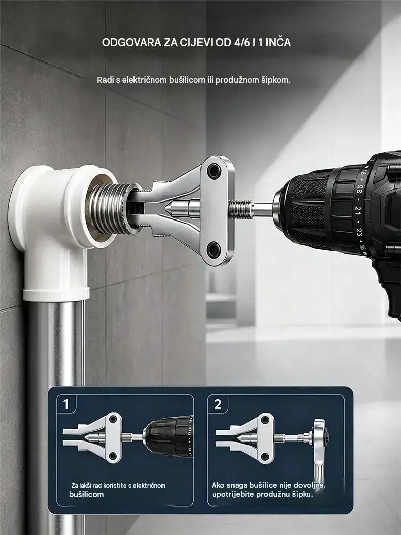 Univerzalni izvlakač puknutih cijevi 3 u 1 za teške uvjete rada sa šesterokutnim prihvatom – Izvlakač cijevi i navoja s bušilicom