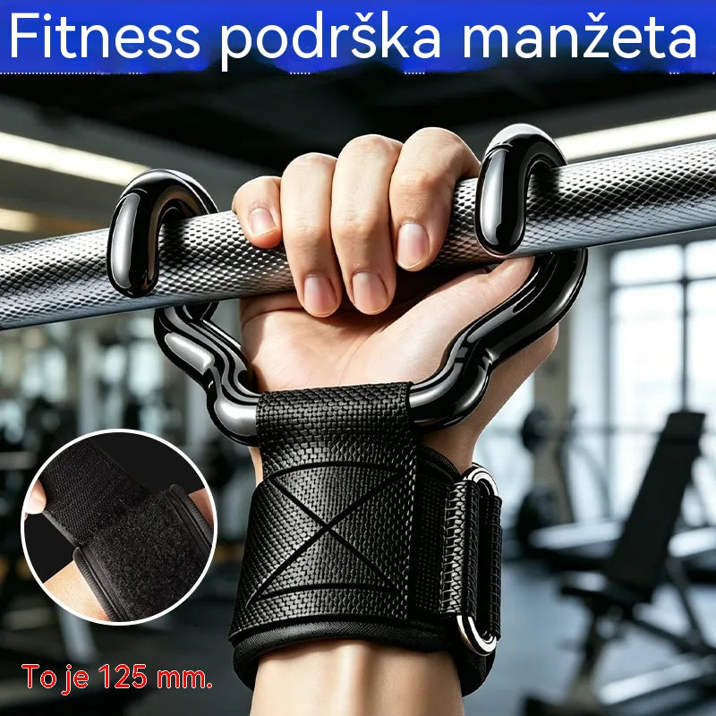 Set od 2 fitness kuke za bodybuilding i dizanje utega, proširena potpora 125 mm, protuklizne trake za zglobove, nosivost 250 kg za zgibove i mrtvo dizanje