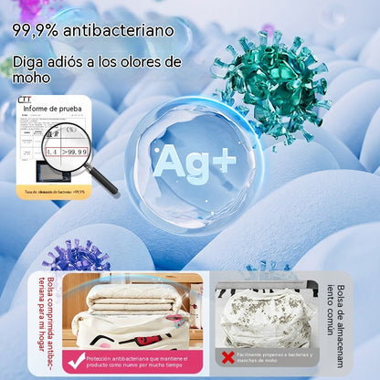 🧳【Juego de 5 piezas】💨 Bolsa de almacenamiento al vacío grande y compresible: no requiere bomba, es a prueba de fugas e ideal para ahorrar espacio en maletas y en casa ✈️