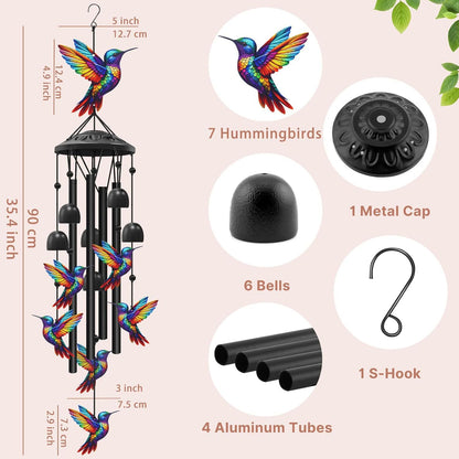 🎁🎁Nuevos móviles de viento de metal con diseños de colibríes, mariposas y libélulas.