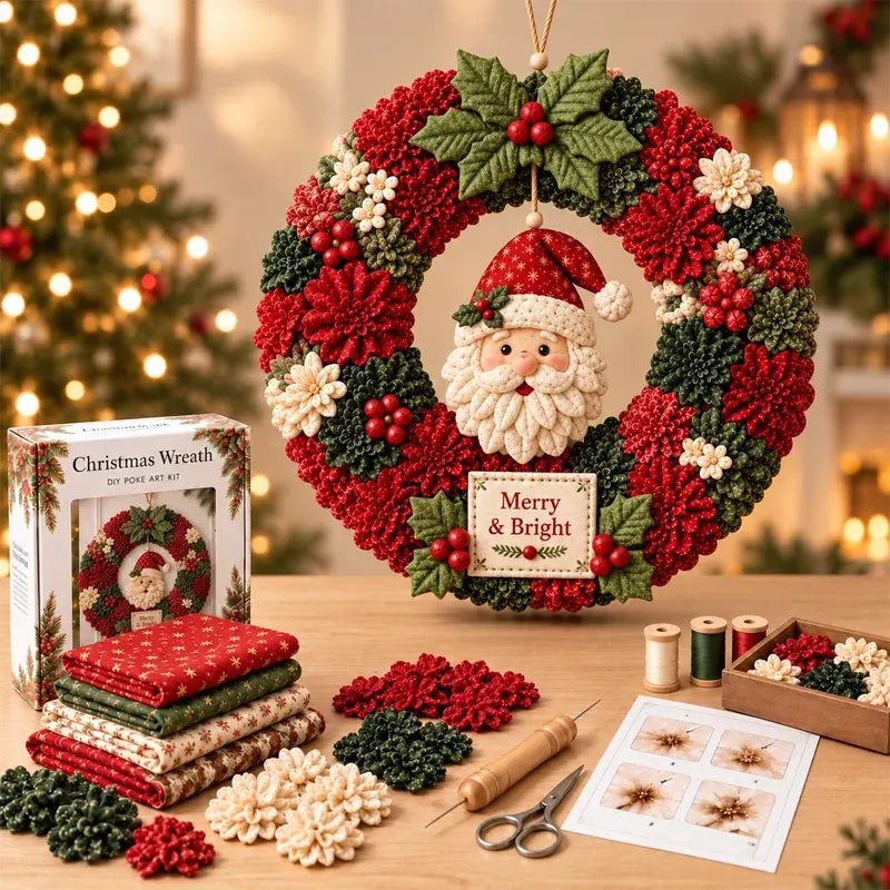 ⏰ Zadnji dan! Pola cijene! ✨ Izradite božićni vijenac na koji ćete biti ponosni! 🎄❤️ Komplet za izradu (korištenjem 3D tehnologije ugradnje tkanine), uključuje vodič i upute.