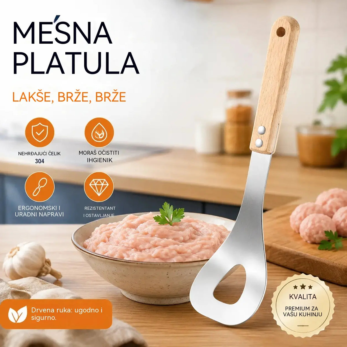 🍖 【2 komada】Kalup za mesne okruglice od nehrđajućeg čelika 304 – Idealno za izradu mesnih i ribljih okruglica, savršeno za kuhanje kod kuće 🥄