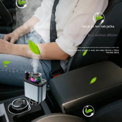 🚗Nabíjačka do auta⚡Nabíja o 200 % rýchlejšie * Vstavaný navíjací kábel * Super rýchle nabíjanie 120 W * Ambientné svetlo s efektom dýchania