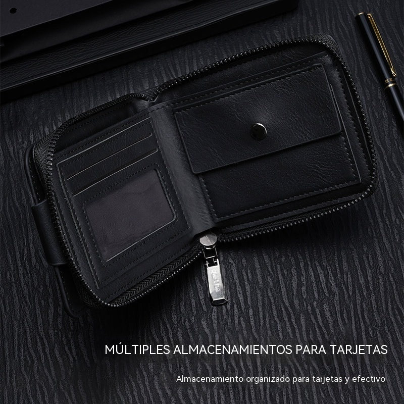 📢¡Disfruta ahora de un 60% de descuento! 🔥Minicartera retro con cremallera para hombre