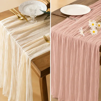 【2 piezas 27€】Camino de mesa de gasa estilo bohemio, camino de mesa romántico y transparente para bodas, despedidas de soltera, baby showers y fiestas de cumpleaños.