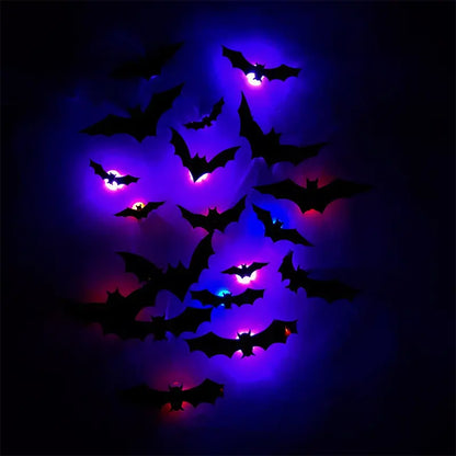 [12 luces LED para murciélagos] 26 euros🚨🚨Fiesta de Halloween con arañas y murciélagos en 3D y luces LED intermitentes.