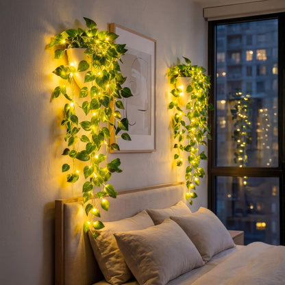 💡💡Luces LED verdes con forma de vid para la decoración del hogar.