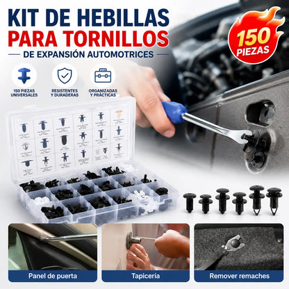 【Juego de 150 piezas + alicates】Juego de hebillas de plástico para tornillos de expansión automotrices