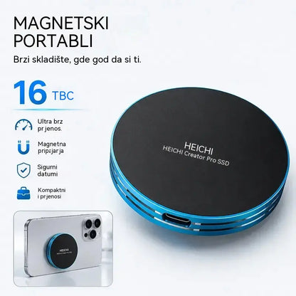 🧲 Brzi magnetski prijenosni SSD od 16 TB | Brzina prijenosa 1050 MB/s i kompatibilnost s više uređaja ⚡