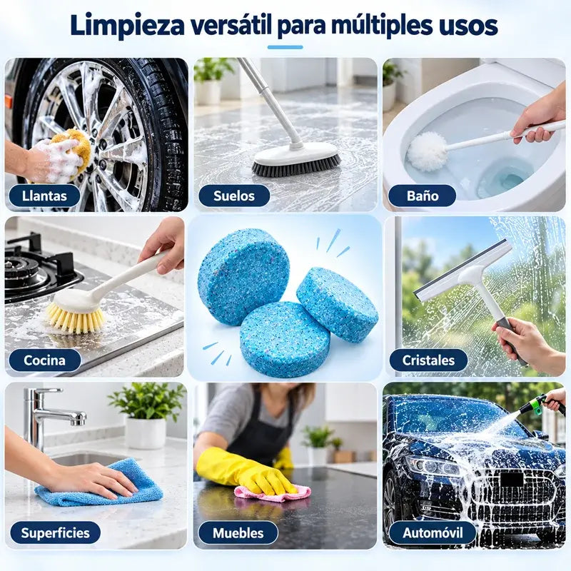 【50 piezas】Pastillas efervescentes concentradas para limpiar el parabrisas del automóvil