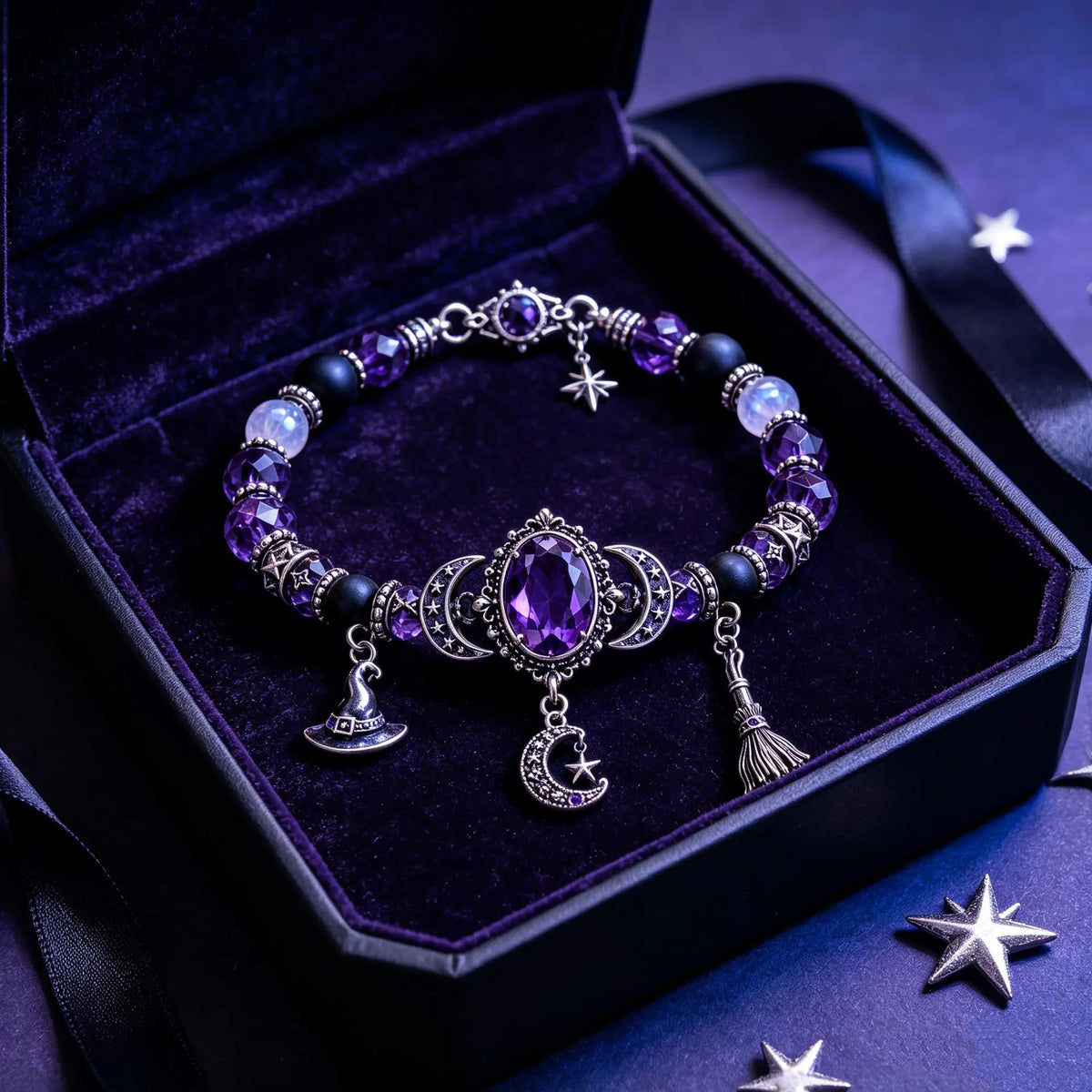 🔥 Último día del 49% de descuento – 🔮 Pulsera de salud con colgante de luna de cristal