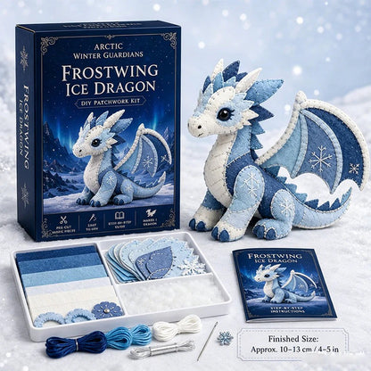 🐉Kit de patchwork de fieltro para crear un dragón de hielo: Set de costura para el guardián del invierno ártico