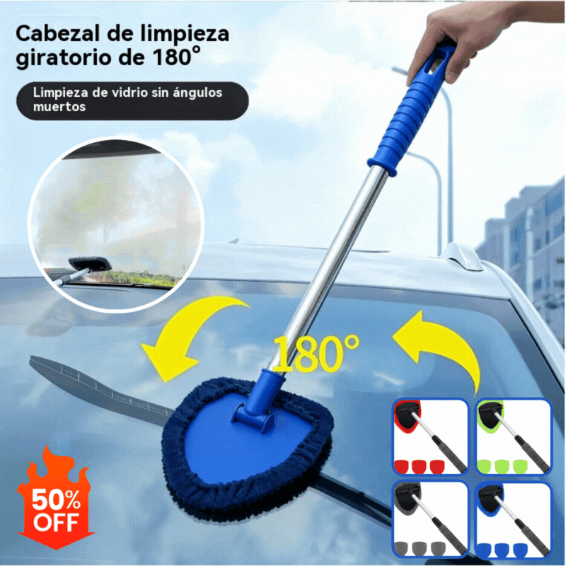🎁【2 piezas de plástico triangulares + 8 fundas de tela】Kit de limpieza de parabrisas de coche - extensible y giratorio 180°
