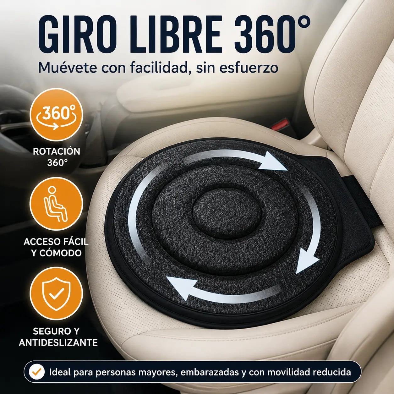 📢📢¡50% DE DESCUENTO!⏰Cojín de asiento giratorio de 360°🚗