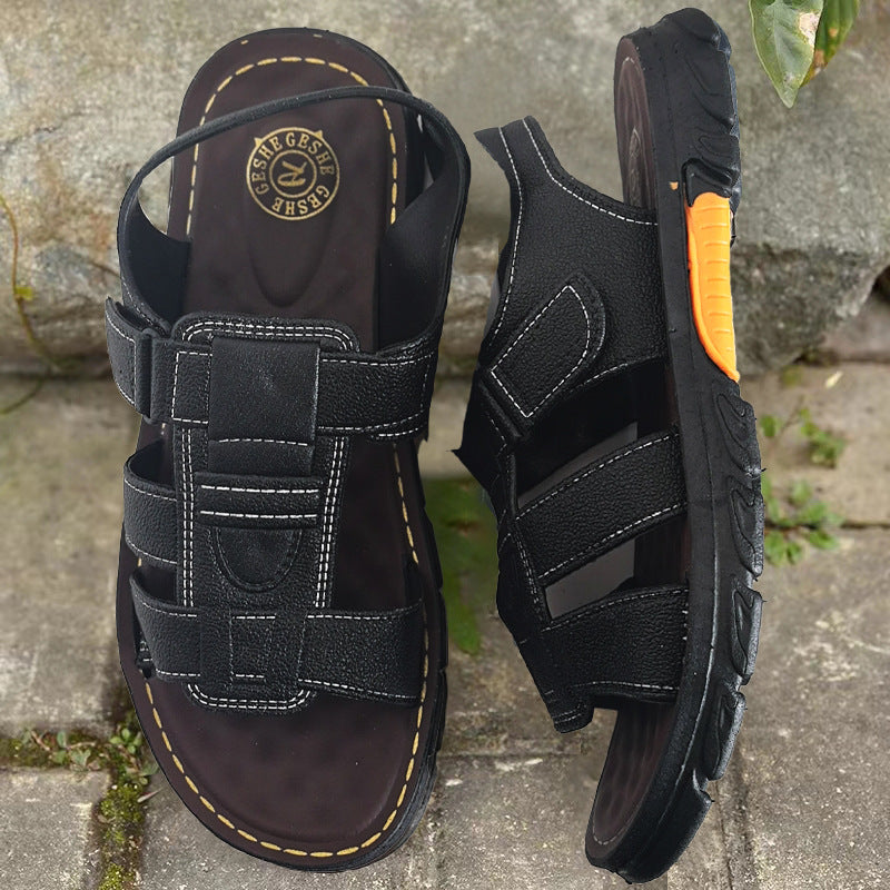 🔥👟 [Μέγεθος 38 ~ 44] Ανδρικά χειροποίητα αντιολισθητικά δερμάτινα μαλακά σανδάλια παραλίας