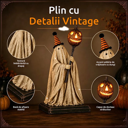 [Predobjednávka na Halloween] Figúrka ducha s tekvicovou paličkou – Limitovaná edícia strašidelnej dekorácie