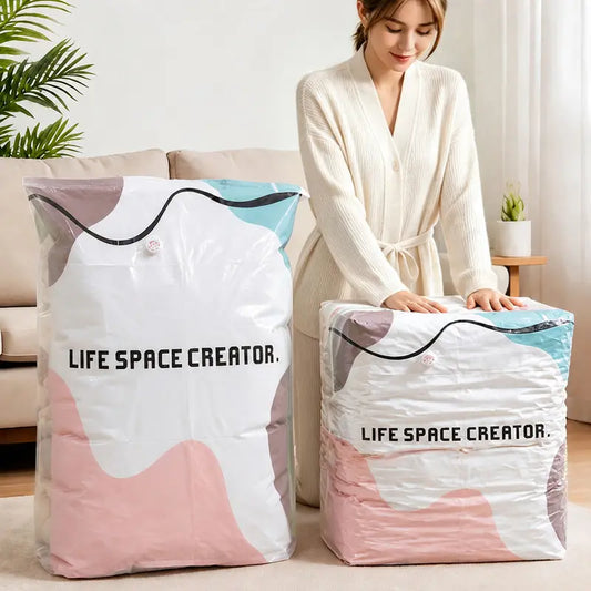 🧳【5 artículos por 28 €】💨 Bolsa de almacenamiento al vacío grande y compresible: no requiere bomba, es a prueba de fugas e ideal para ahorrar espacio en maletas y en casa ✈️