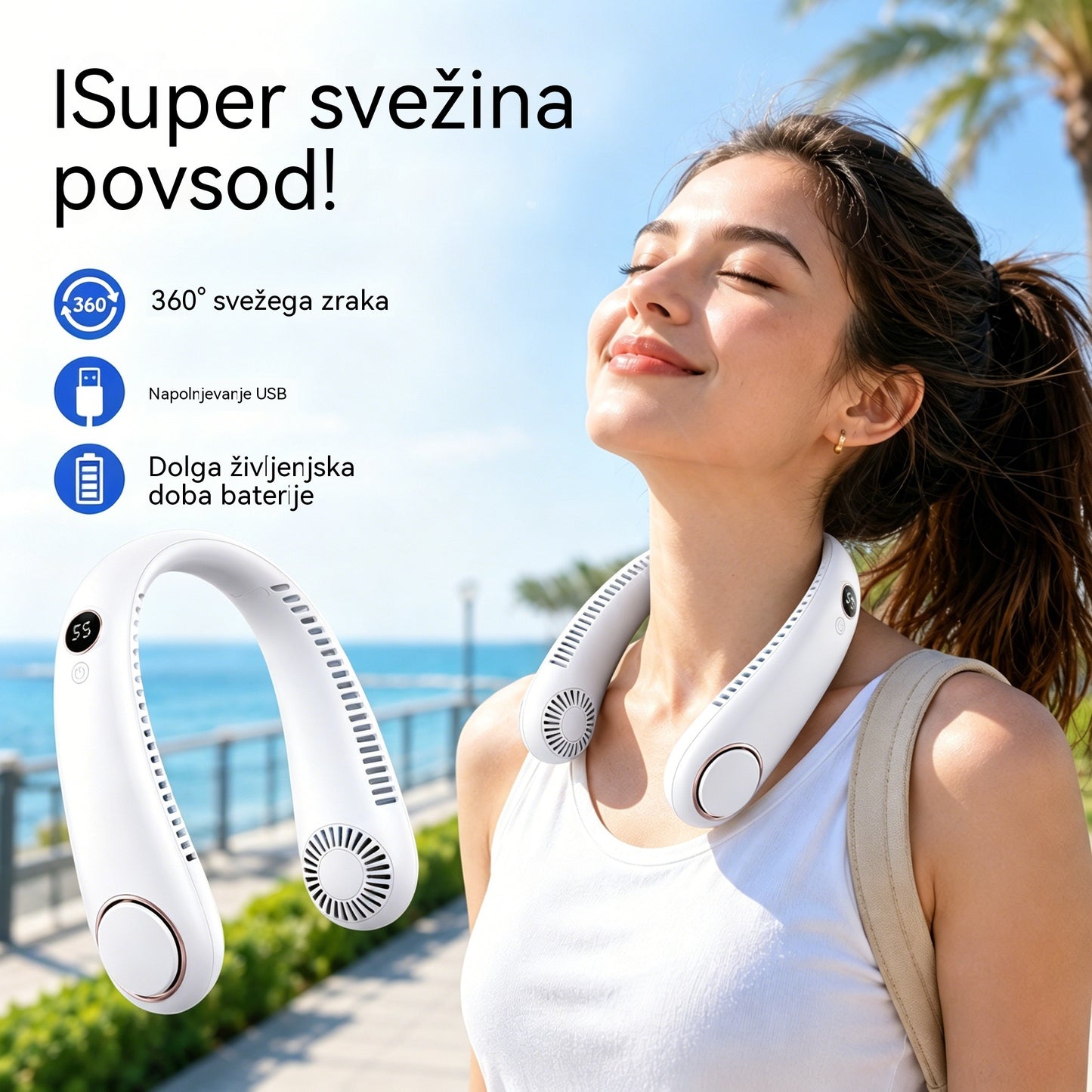 💨 Ventilator s podaljškom za klimatsko napravo – Izjemno tih, prenosljiv in z možnostjo vrtenja za 360° – Idealno za poletje 🌞
