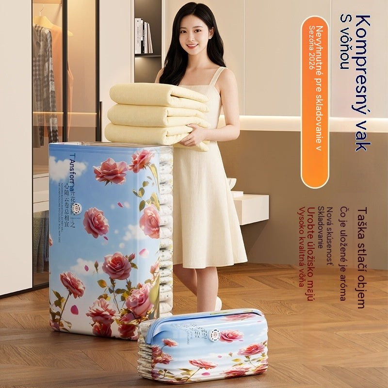 🧳【60*80*32cm】【5-dielna sada】💨 Veľké, stlačiteľné vákuové úložné vrecko: nevyžaduje pumpičku, je nepriepustné a ideálne na úsporu miesta v kufri a doma ✈️