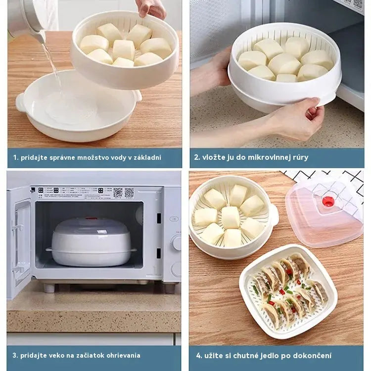 🥣🔥Viacvrstvový naparovač, vhodný do mikrovlnnej rúry