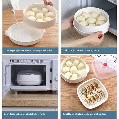 🥣🔥Viacvrstvový naparovač, vhodný do mikrovlnnej rúry