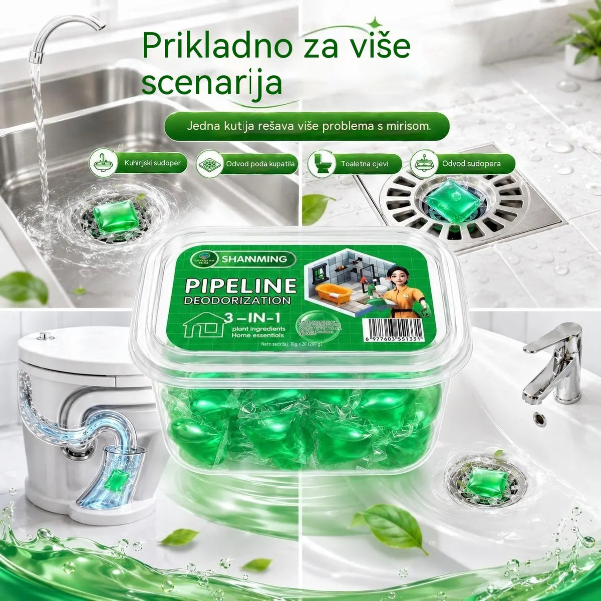 2 kutije (100 kapsula) za 23 €-Vodotopive kapsule za uklanjanje neugodnih mirisa iz odvoda – vrhunsko rješenje za sprječavanje širenja neugodnih mirisa u kupaonicama i kuhinjama.