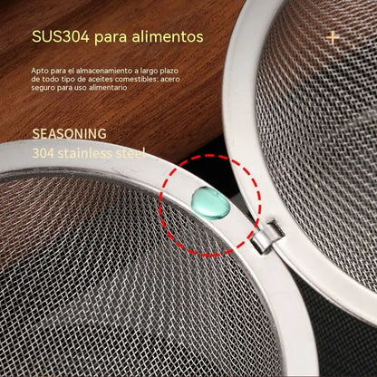 🍵✨【Juego de 3 piezas】Bola para especias de acero inoxidable 304: el experto en filtración multifuncional para su cocina.