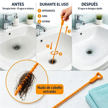 【5 piezas 24€】🛠️ Desatascador de tuberías flexible, duradero y fácil de usar: elimina rápidamente las obstrucciones en fregaderos, bañeras y tuberías 💧