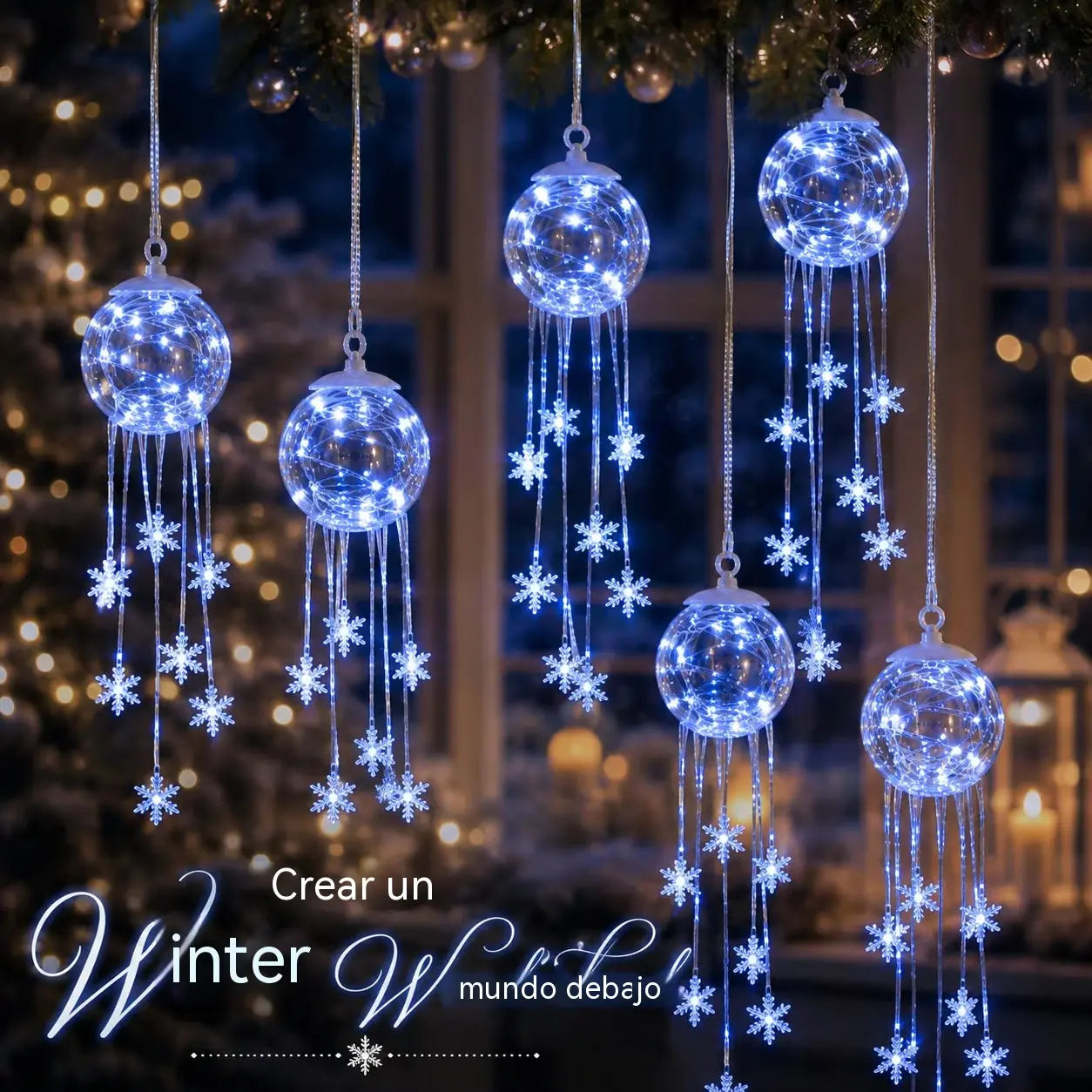 ⏳ Último día del 49% de descuento – ❄️ Adorno Crystal Sparkling™ | Diseño de bola de cristal, copos de nieve en capas, luces LED azul hielo de ensueño, perfecto para árboles de Navidad, ventanas y acogedoras decoraciones invernales 💎