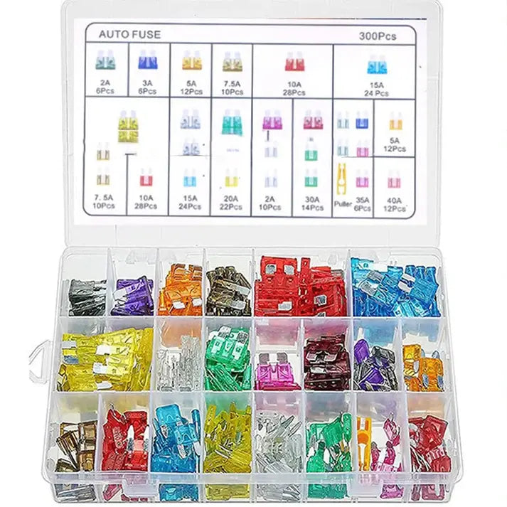🔌 Juego de 300 fusibles para automóviles | Todos los tipos comunes • En caja de almacenamiento