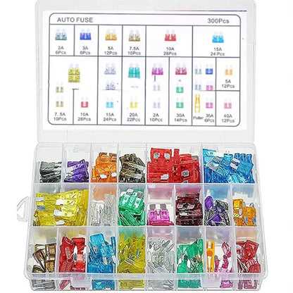 🔌 Juego de 300 fusibles para automóviles | Todos los tipos comunes • En caja de almacenamiento