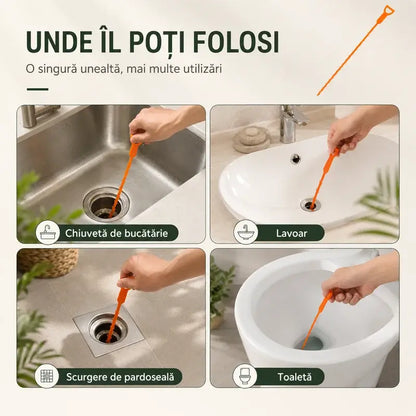 【5 piezas 24€】🛠️ Desatascador de tuberías flexible, duradero y fácil de usar: elimina rápidamente las obstrucciones en fregaderos, bañeras y tuberías 💧