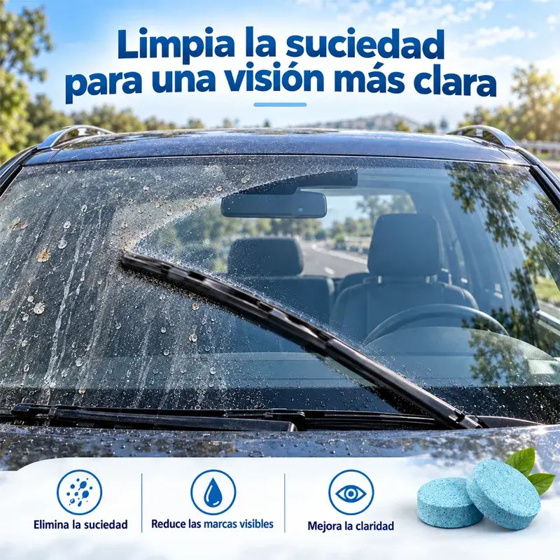 【50 piezas】Pastillas efervescentes concentradas para limpiar el parabrisas del automóvil