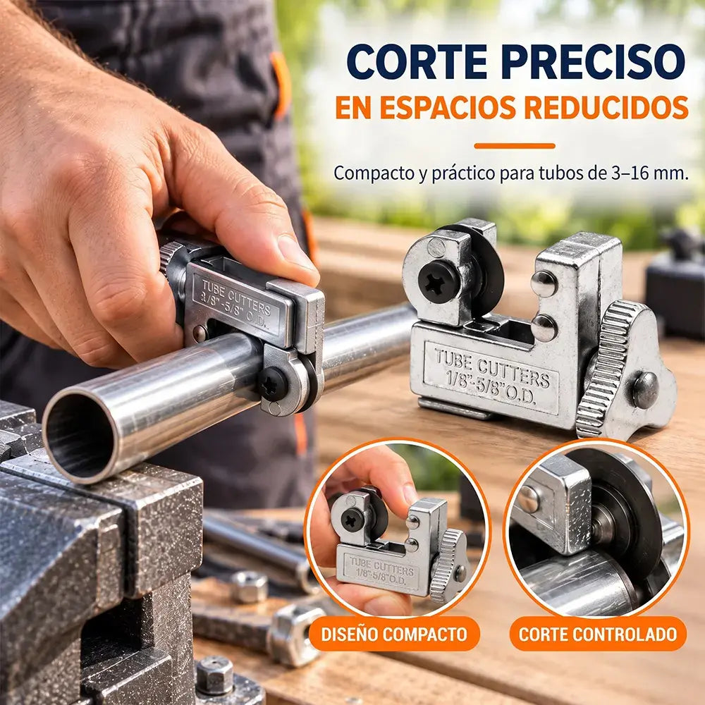 📍🛠️ Minicortatubos | Herramienta para cortar tuberías de 1/8" a 5/8" de diámetro exterior