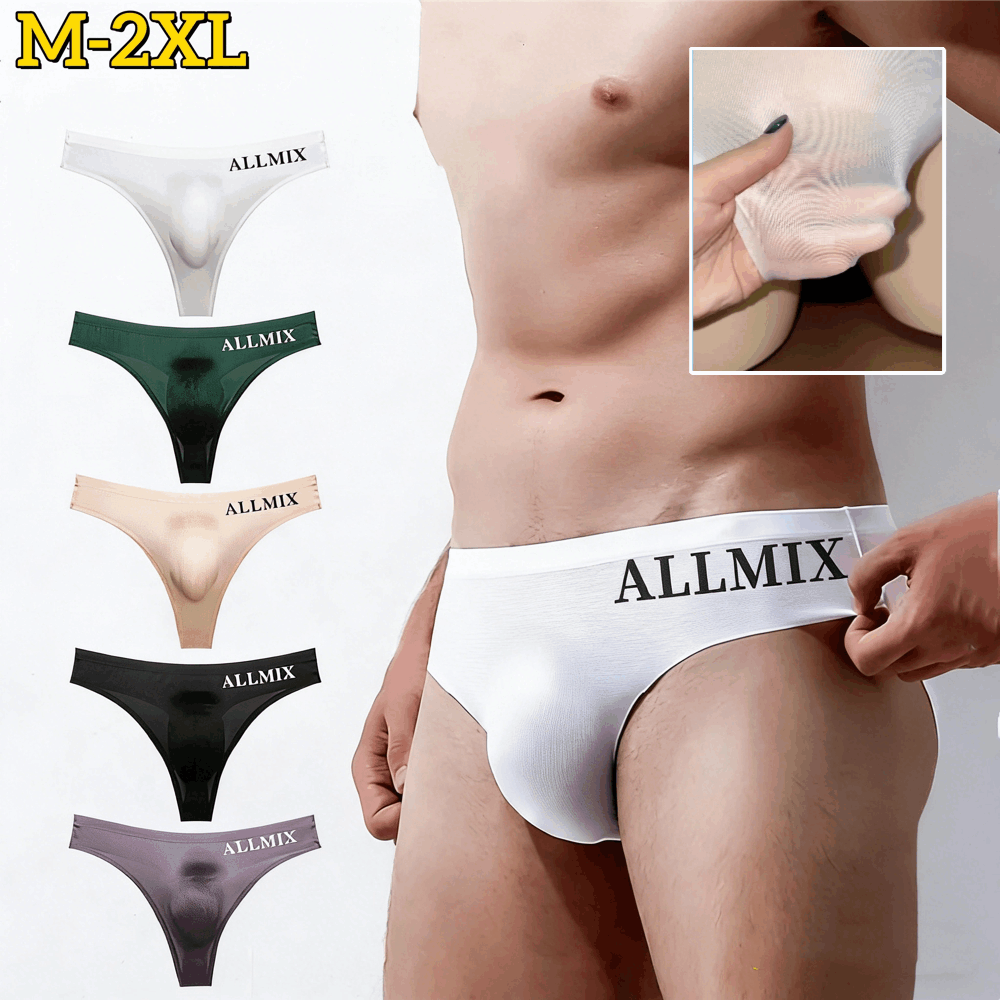 【Balíček po 5 kusoch】 【M–2XL】Nové pánske bezšvové spodky z ľadového hodvábu s nízkym strihom – 【50–90 kg】