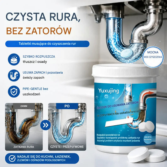 🔥【Kup 1, a 1 dostaniesz gratis】 ❤️ Skuteczne musujące tabletki czyszczące, które szybko rozpuszczają zatory spowodowane przetłuszczającymi się włosami i udrażniają zatkane odpływy; dodatkowo dezodorują i działają antybakteryjnie.