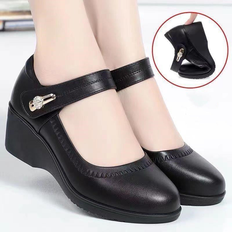 🏆👡【35-41】Mocasines de piel suave con cuña antideslizante y suela blanda para madres