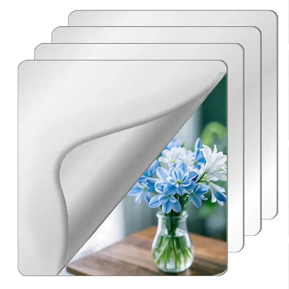 4 espejos acrílicos autoadhesivos, azulejos de espejo irrompibles, láminas de espejo de pared flexibles, espejos de cuerpo entero irrompibles para el hogar, dormitorio, gimnasio, puerta y armario.