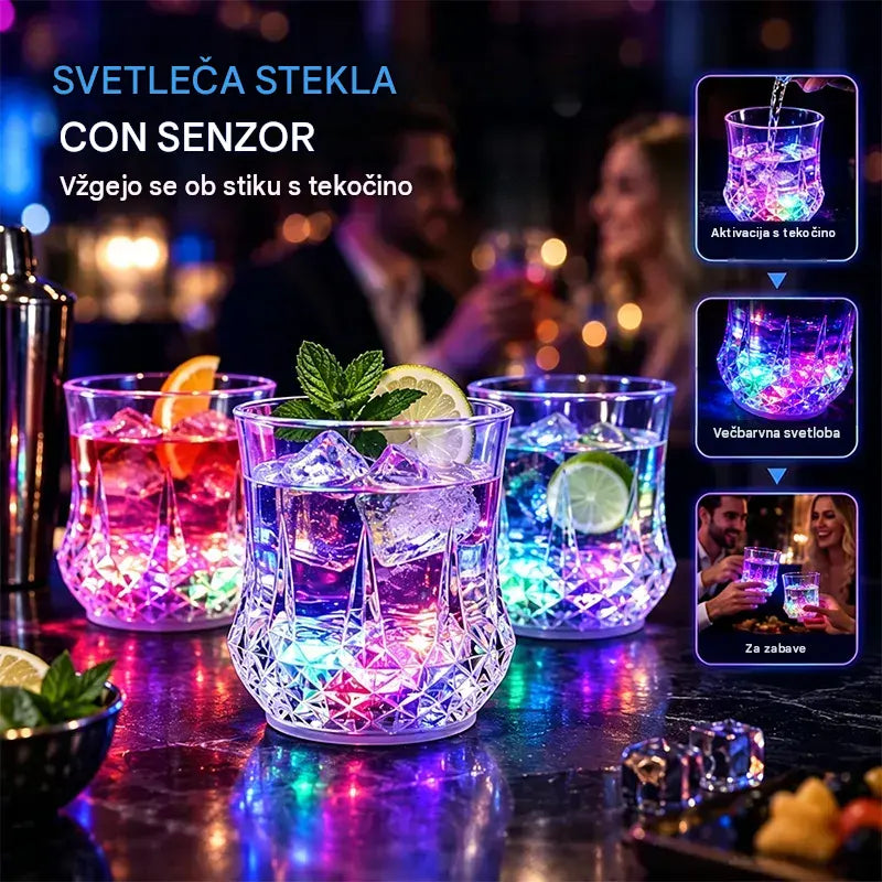 ✨💎Tekoče aktivirane LED lučke za osvetlitev skodelic Kristalni set za pijačo🥂
