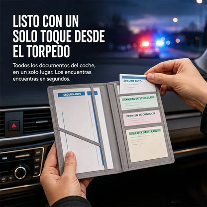 Portatarjetas de conducir multifuncional de cuero