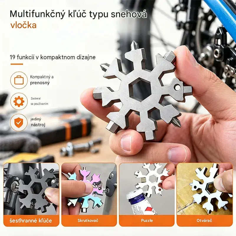 【4 kusy 21 €】❄️Prenosný multifunkčný kľúč Viral 18 v 1 Snowflake z nehrdzavejúcej ocele