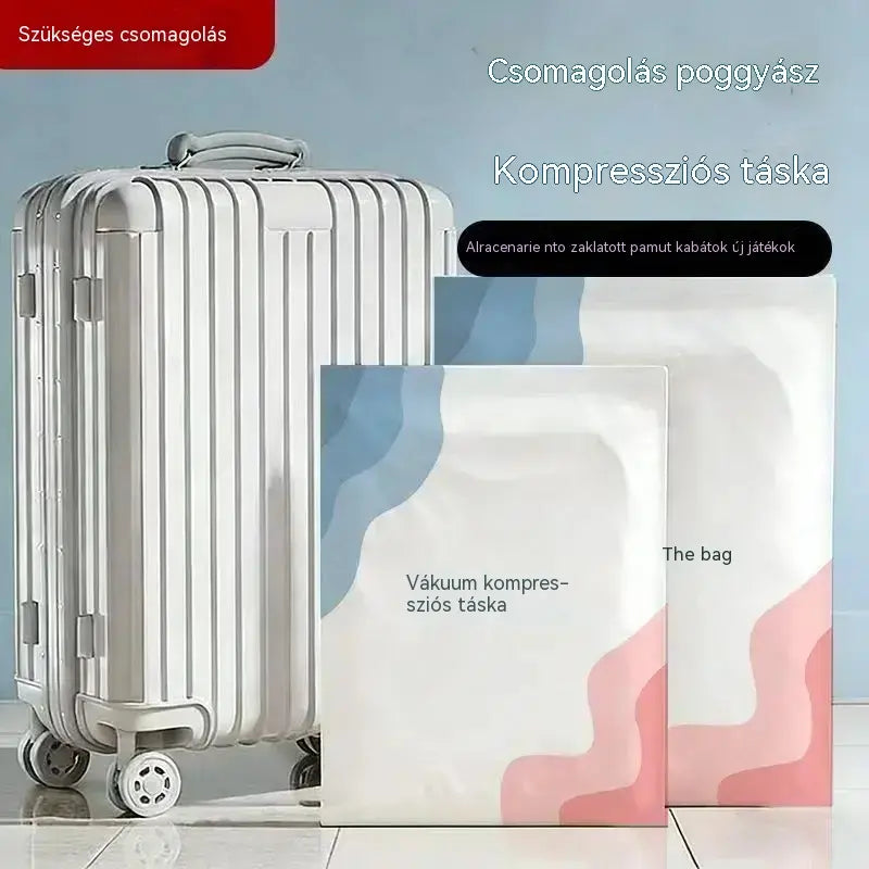 🧳 5 termék mindössze 9600 Ft 💨 Nagy, rugalmas vákuumos tárolótasakok: Nincs szükség pumpára, szivárgásmentes, ideális helytakarékosságra a bőröndben és otthon ✈️